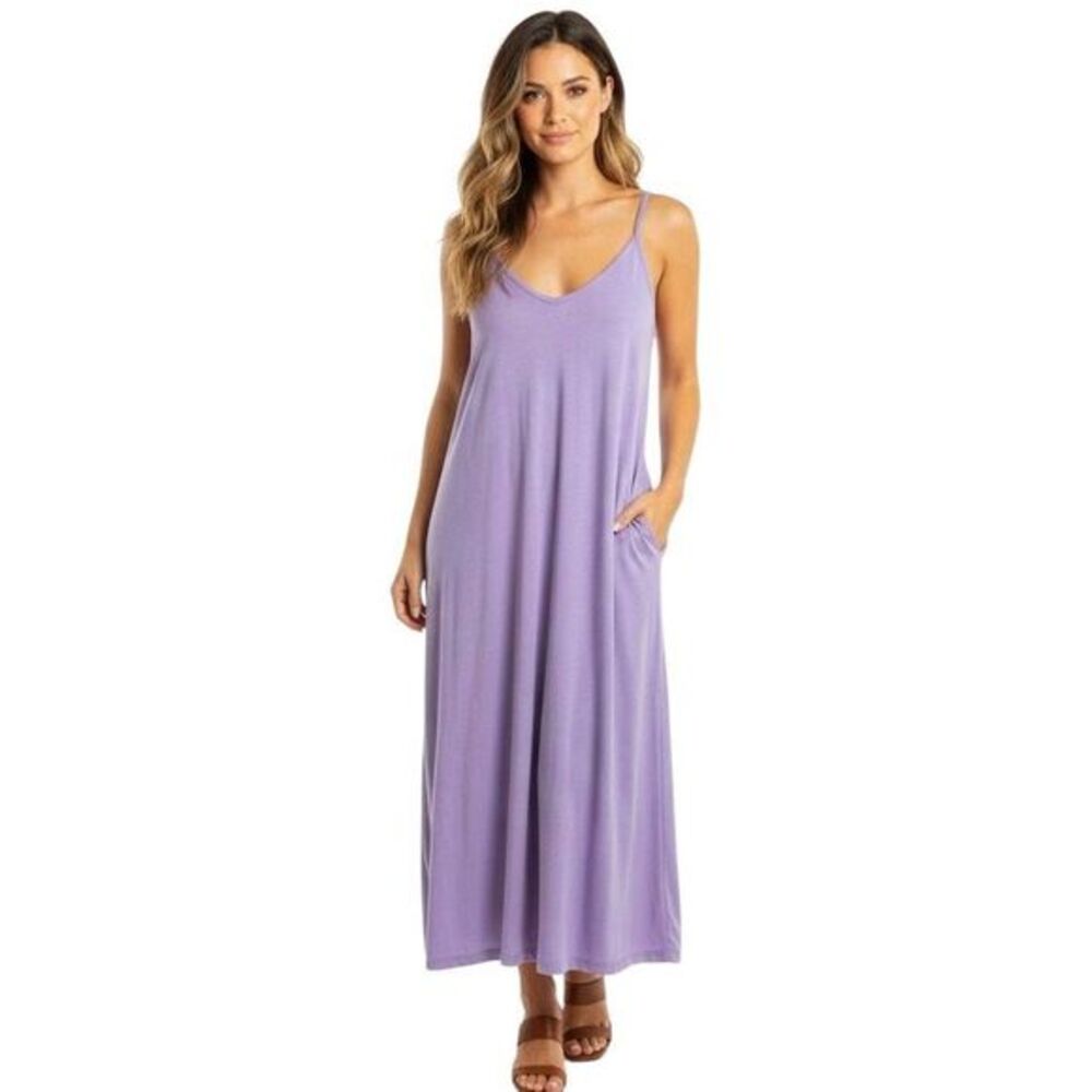Zenana Premium Womens Dress Sz XL Purple Lavender Midi Casual Minimalist Lounge